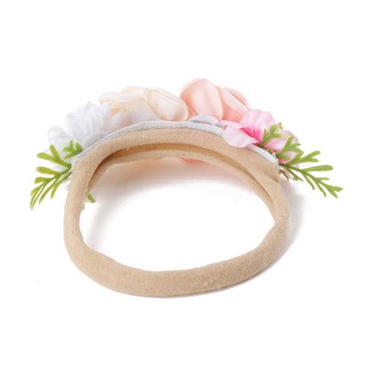 Baby Beige Pearl Rhinestone Nylon Headband