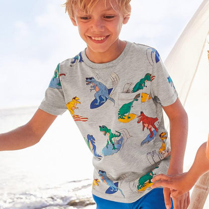 Knitted cotton cartoon printed children's T-shirt