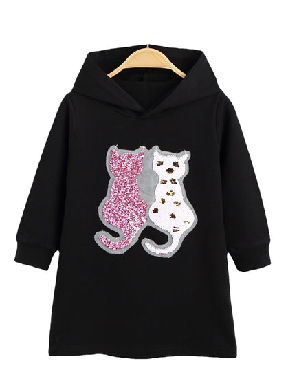 Sequin flip cartoon skirt baby Sweatshirt skirt A-line skirt