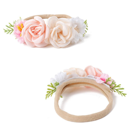 Baby Beige Pearl Rhinestone Nylon Headband