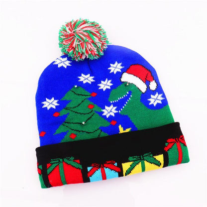 Christmas Decorations Adult Children's Luminous Knitted Christmas Hat