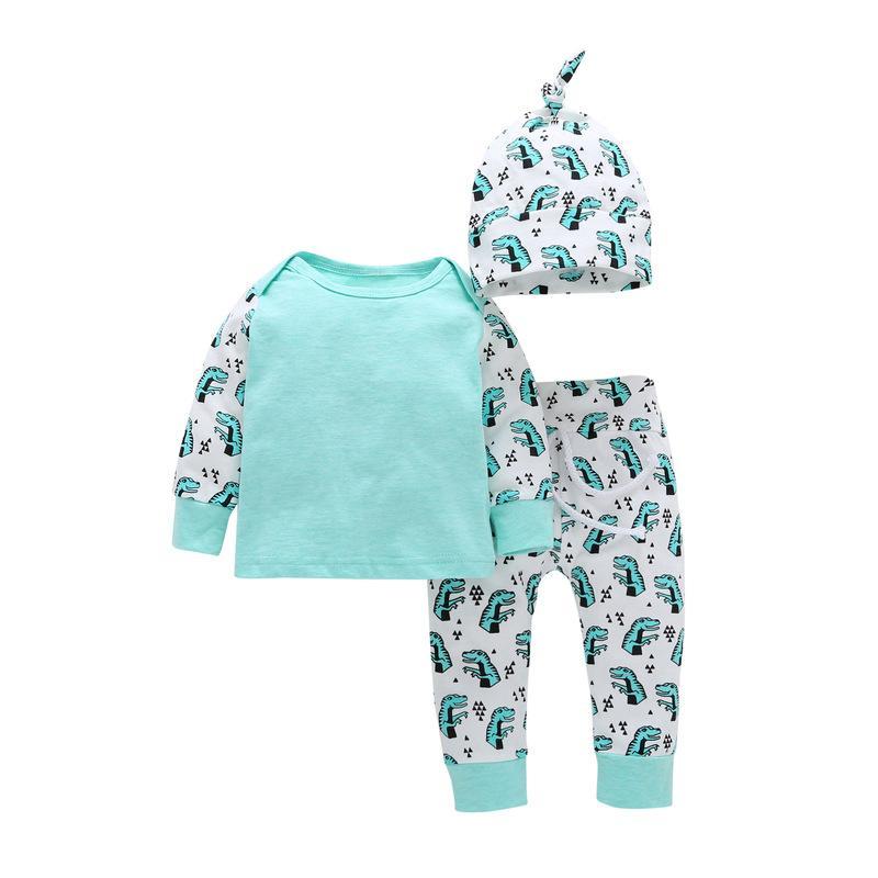 Children's Clothing Dinosaur Printed Jacket Pants Hat Set of Three