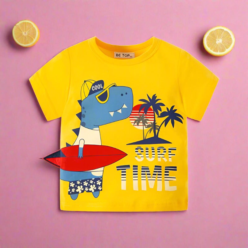 Children's short sleeved T-Shirt New Cartoon dinosaur