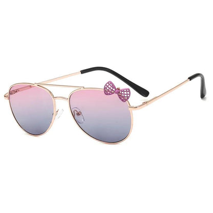 Kids Cute Bow Sunglasses Metal Frame Children Sun Glasses