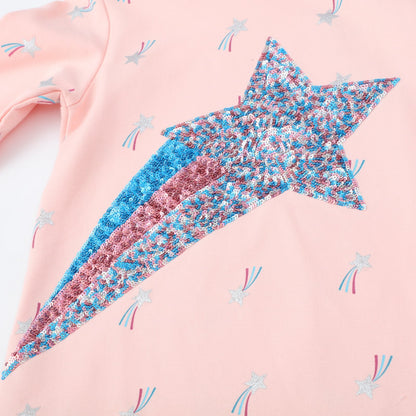 Sequin design long sleeve Hooded Dress