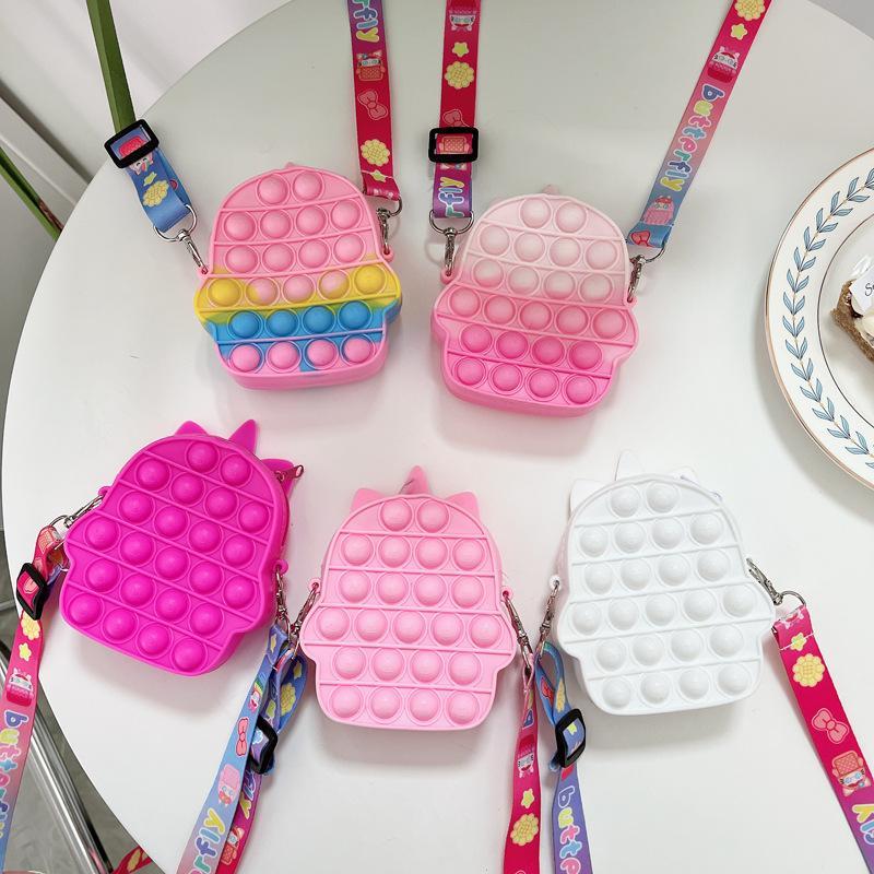 Children's Coin Purse Pink Bow Doll Press Toy