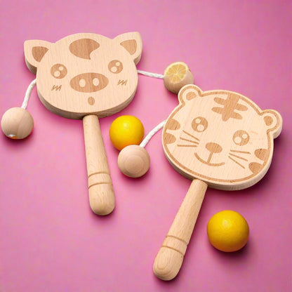 Children's Wooden Cartoon Rattle Rattle Toys
