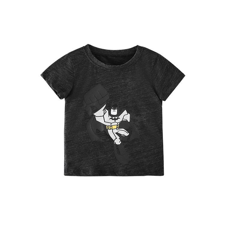 Boys' cartoon printed cotton short sleeve round neck T-shirt