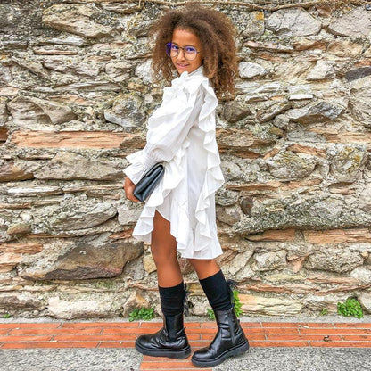 Girl's Long Sleeve Flounce Dress