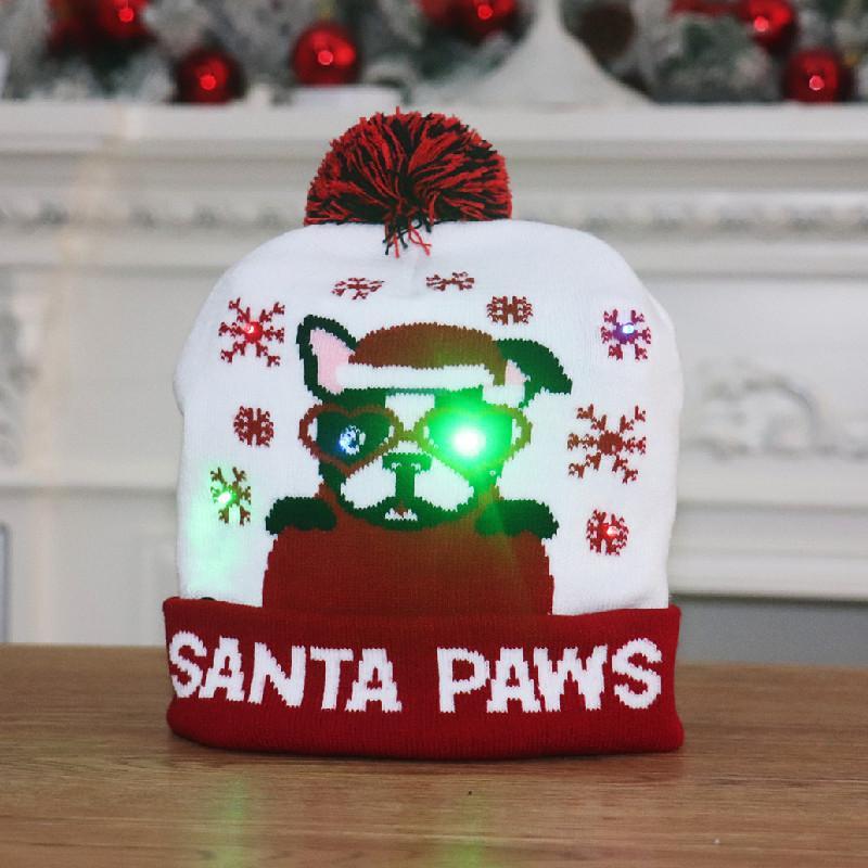Christmas Decorations Adult Children's Luminous Knitted Christmas Hat