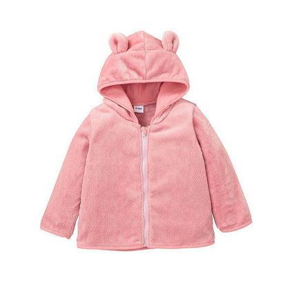 Children's Hooded Zip Shirt Solid Color Coat