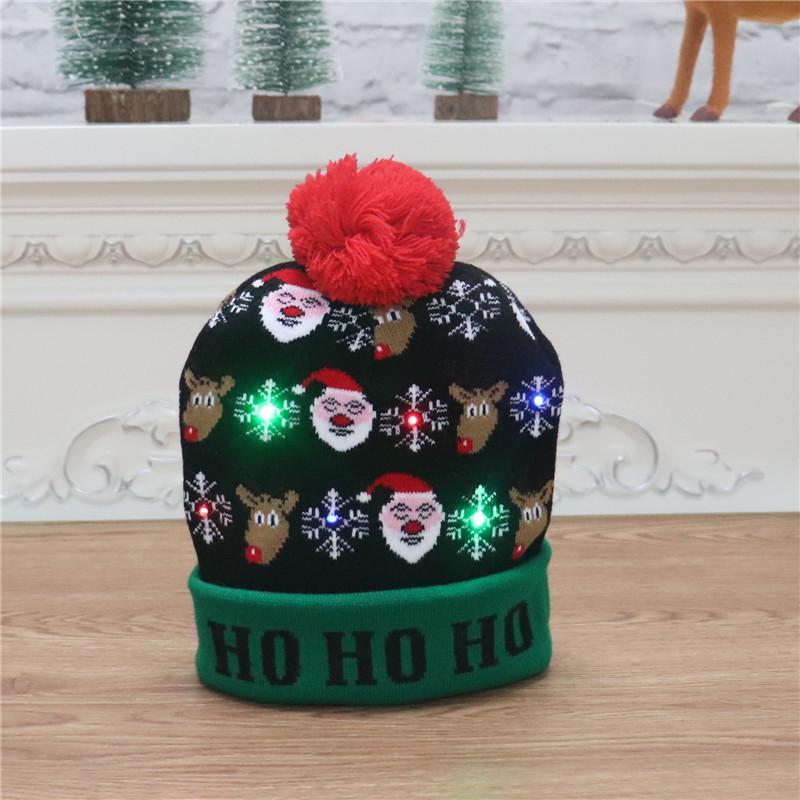 Christmas Decorations Adult Children's Luminous Knitted Christmas Hat