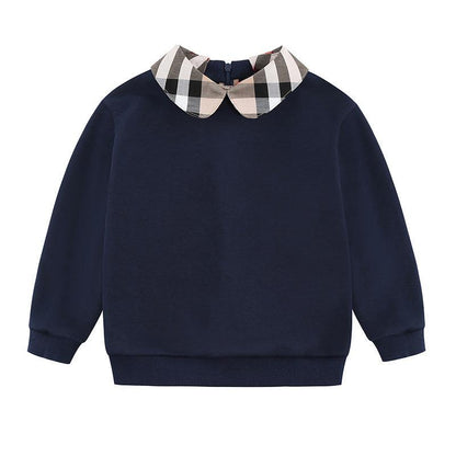 Kids Toll Neck Plaid Zippered Shirt Backing Shirt