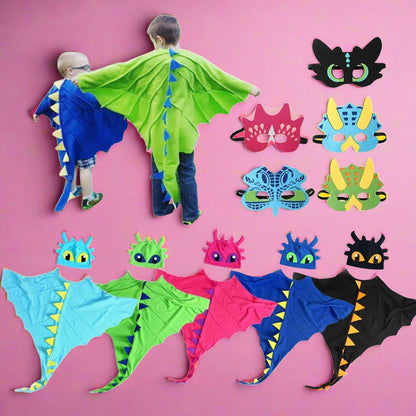 Dinosaur Cape Hat Mask Children Dress Up Halloween Cosplay