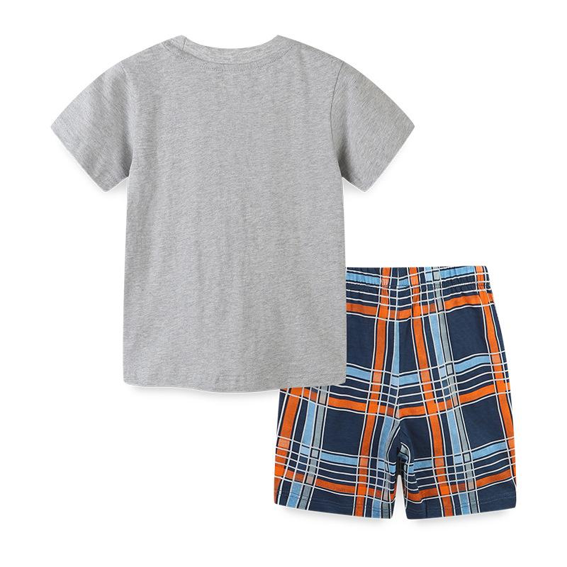 Knitted cotton children's round neck shorts two-piece set
