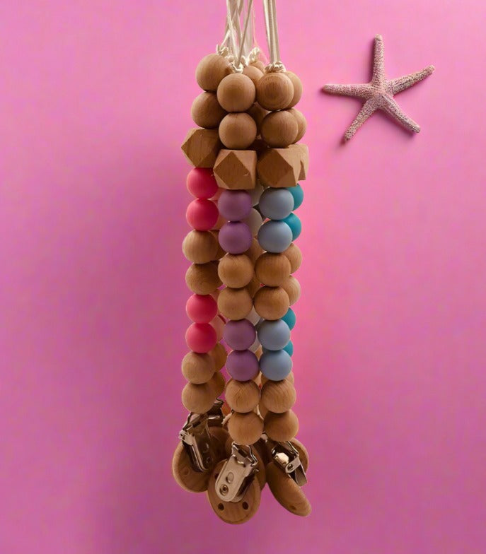 Baby Wooden Pacifier Clip Teether Anti-falling Chain