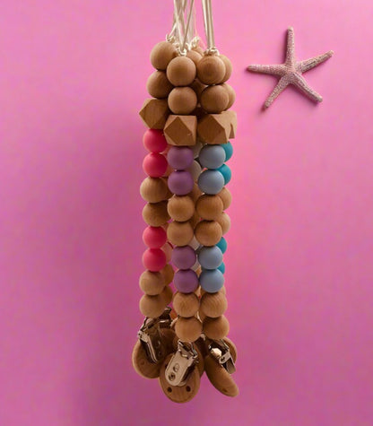 Baby Wooden Pacifier Clip Teether Anti-falling Chain