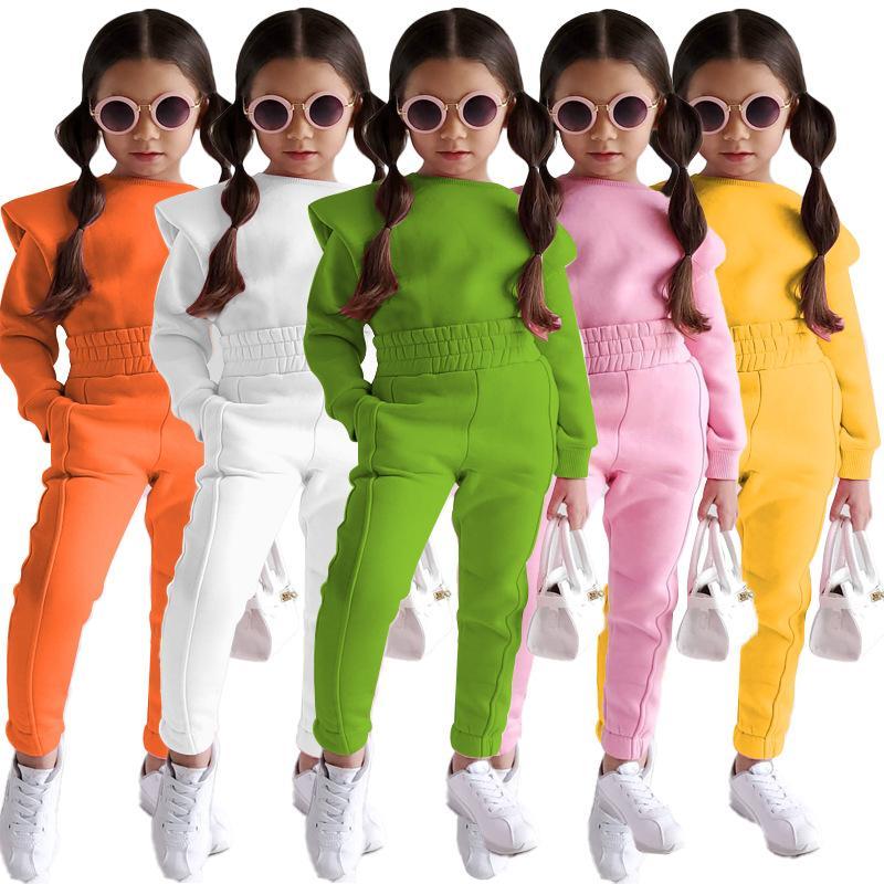 Children's Clothing Casual Long Sleeve Solid Color Sweater Set