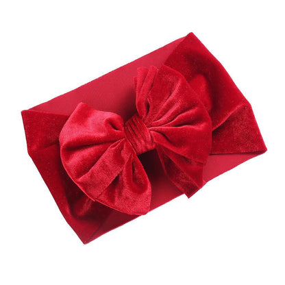 Simple Solid Color Bow Headband Baby Velvet Hair Band