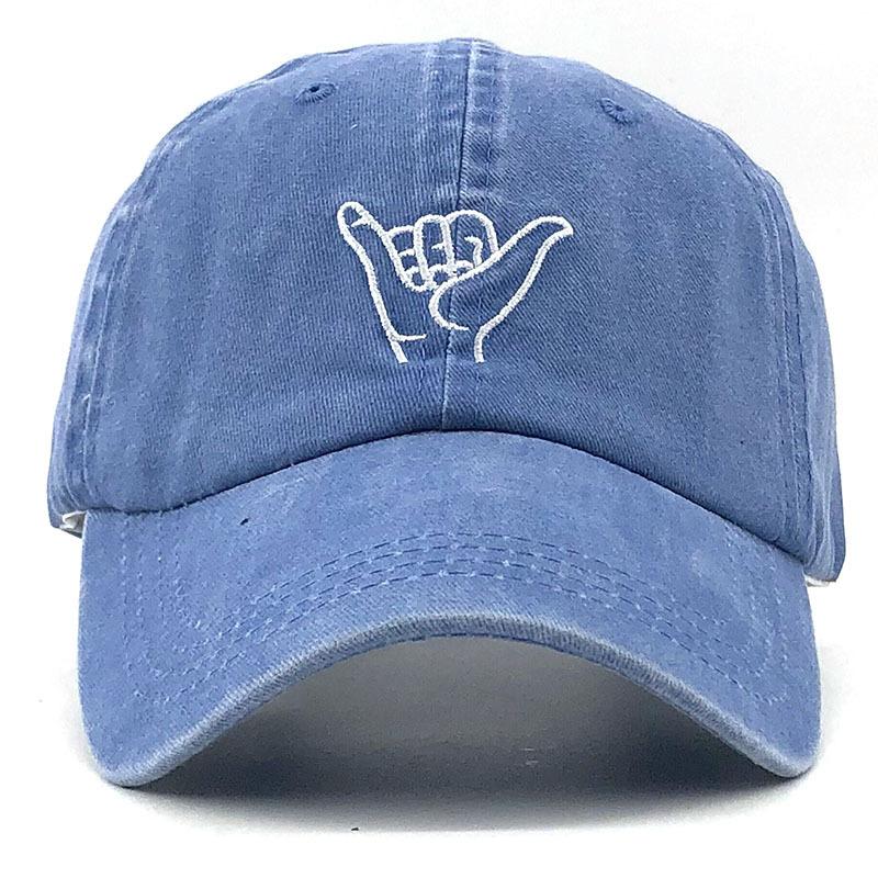 2PCS Washed cotton Gesture Embroidered Baseball Cap Wholesale