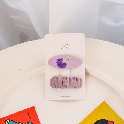 Children's Fabric Embroidered Hairpin Set