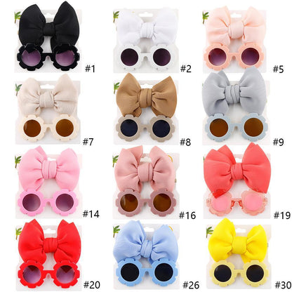 Children's Sunglasses Bow Headband Combination Set
