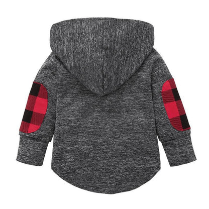 Kids Top Plaid Colorblock Hoodie