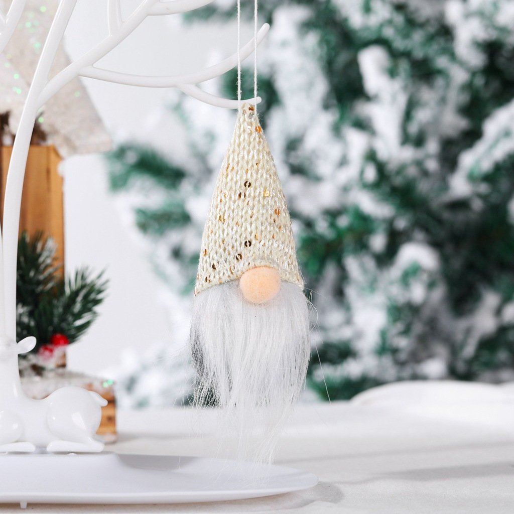Christmas Decorations Knitted Sequined Pointy Hat Faceless Doll Pendant