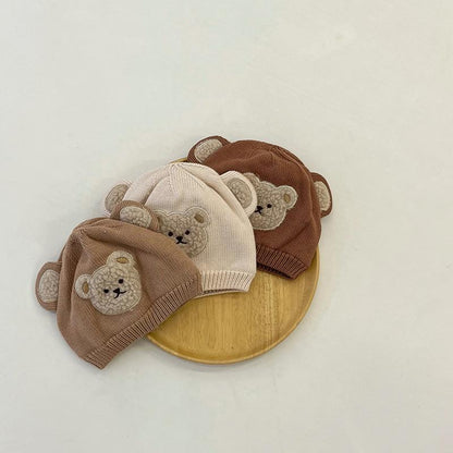 Baby Bear Boy Knitted Hat Plus Cotton Wool Hat