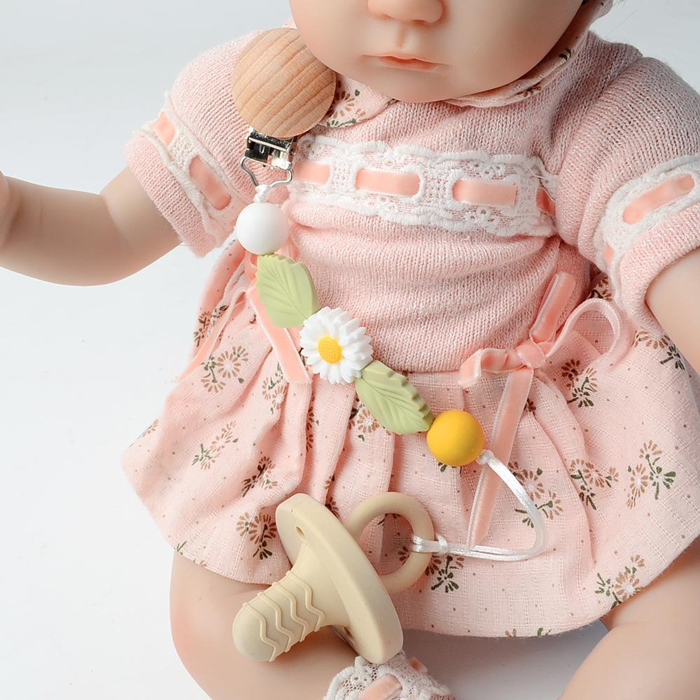 Baby Handmade Wooden Nipple Clip Silicone Anti-drop Chain