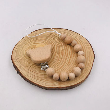Baby Soothing Nipple Clip Beech Wood Nipple Anti-drop Chain