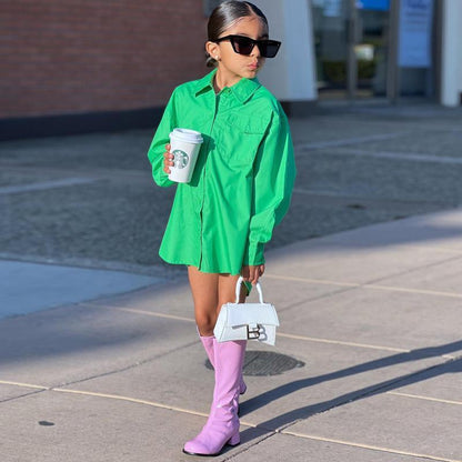 Girls' Casual Loose Shirt Long Sleeve Petticoat