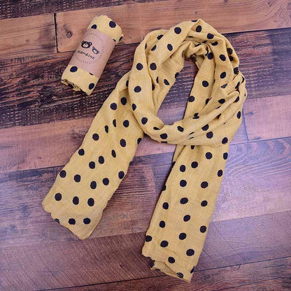Children's Printed Dot Cotton and Hemp Warm Scarf
