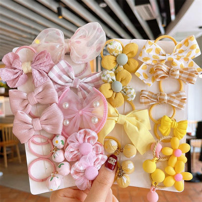10pcs/set Kid's Rubber Band High Elastic Bow Flower Hair Tie