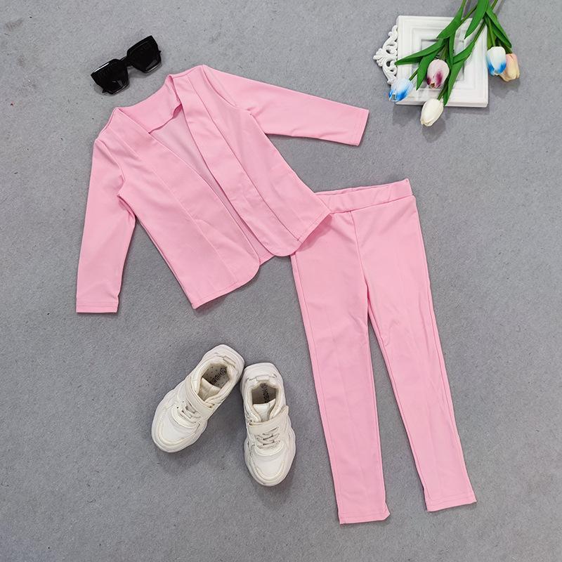 Girls Casual Long Sleeve Coat Cardigan Leggings Two-piece Set