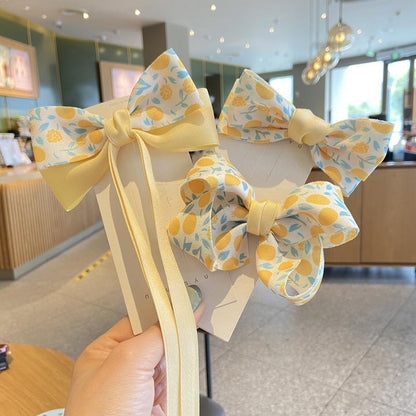 Girl's Hair Accessories Yellow Printed Bow Hairpin