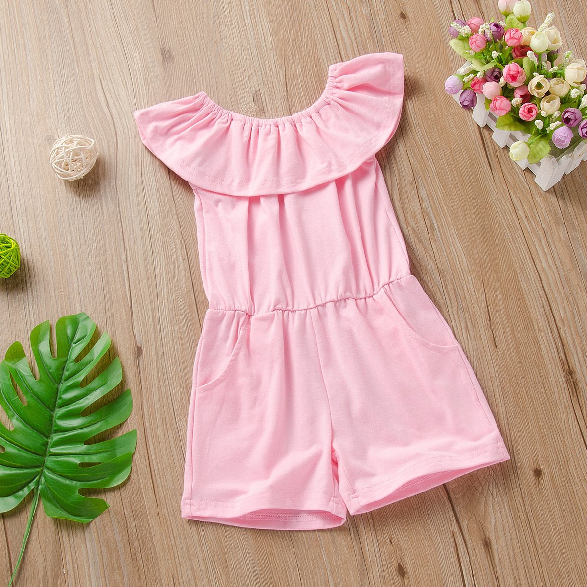 Solid color lotus leaf collar Jumpsuit sleeveless Jumpsuit