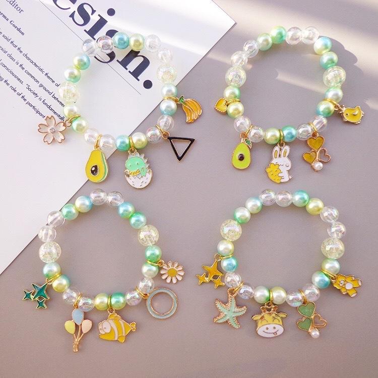 Girl's Cute Cartoon Pendant Beaded Bracelet