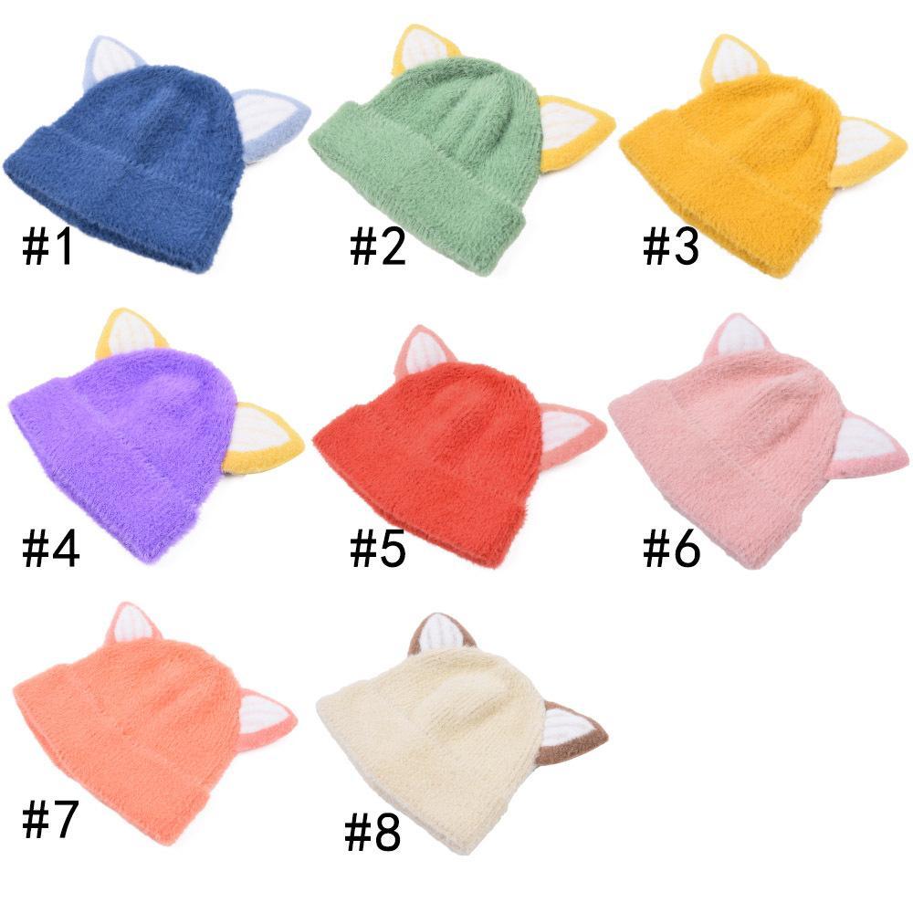 Cartoon Children's Cat Ear Knitted Hat Warm Plush Hat
