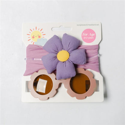Children's Hair Band Glasses Flower Sunglasses Headband Set