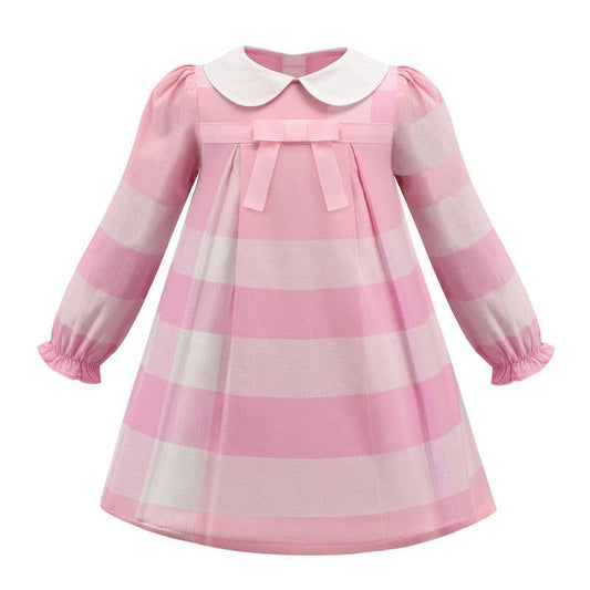 Children's Lapel Bow Long Sleeve Princess Dress