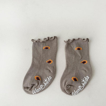 Baby Kid Girls Flower Fruit Print Accessories Socks
