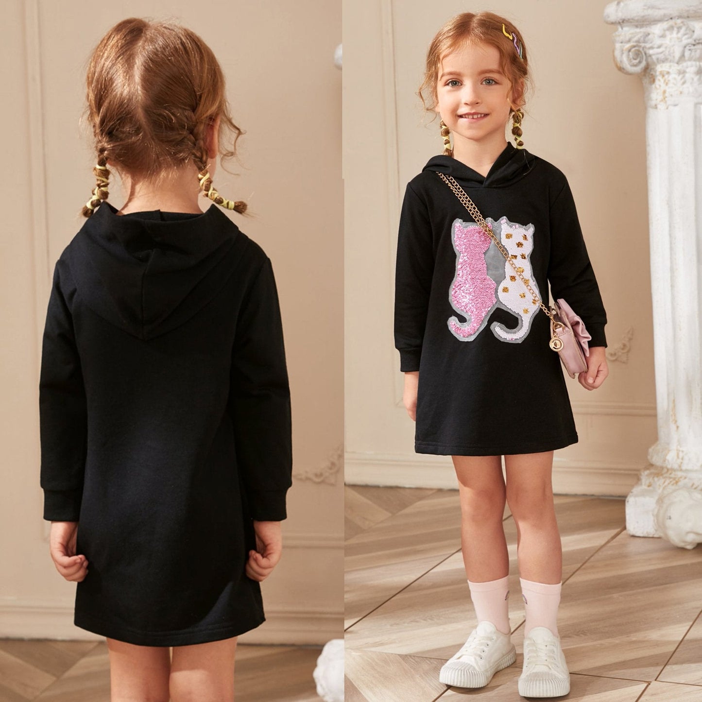 Sequin flip cartoon skirt baby Sweatshirt skirt A-line skirt