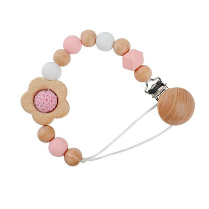 Pacifier Clip Anti-drop Chain Handmade of Beech and Silicone