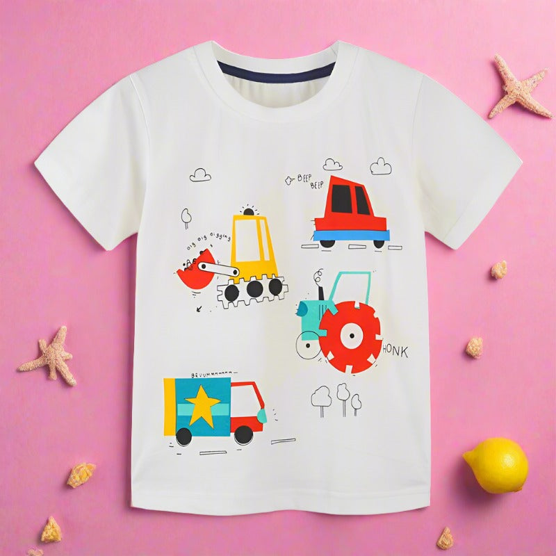 Knitted cotton cartoon round neck baby Tees