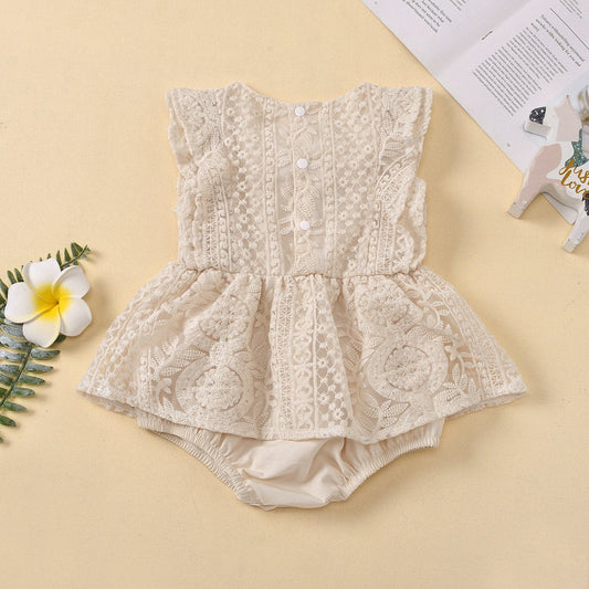 Sleeveless skirt creeper lace round neck Jumpsuit