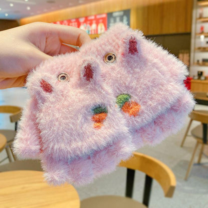 Children's Thickened Warm Half Flip Gloves