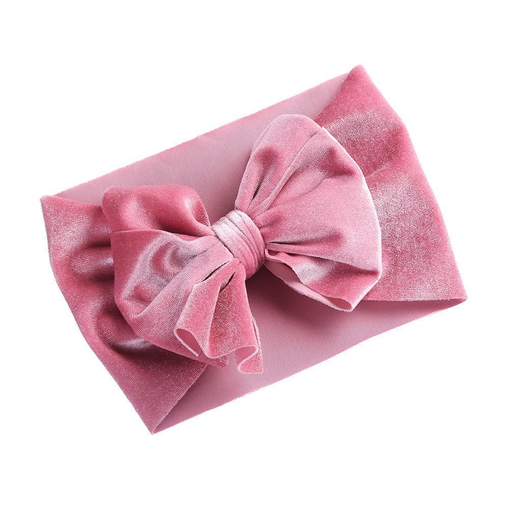 Simple Solid Color Bow Headband Baby Velvet Hair Band