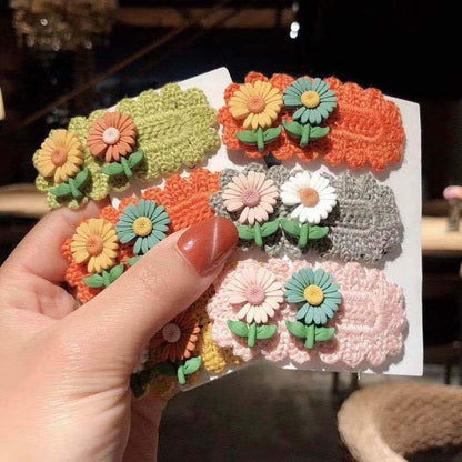 Kids Wool Knitted Little Daisy Headdress Hairpin