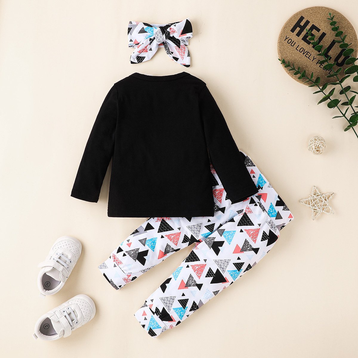 Baby Long Sleeve Jacket Pants Headscarf Three-piece Set